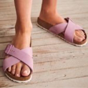 BIRKENSTOCK Siena 5 Soft Footbed Purple Lavender Crisscross Suede Leather Sandal
